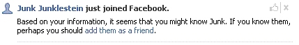 Junk Junklestein just joined Facebook. You may know this person....